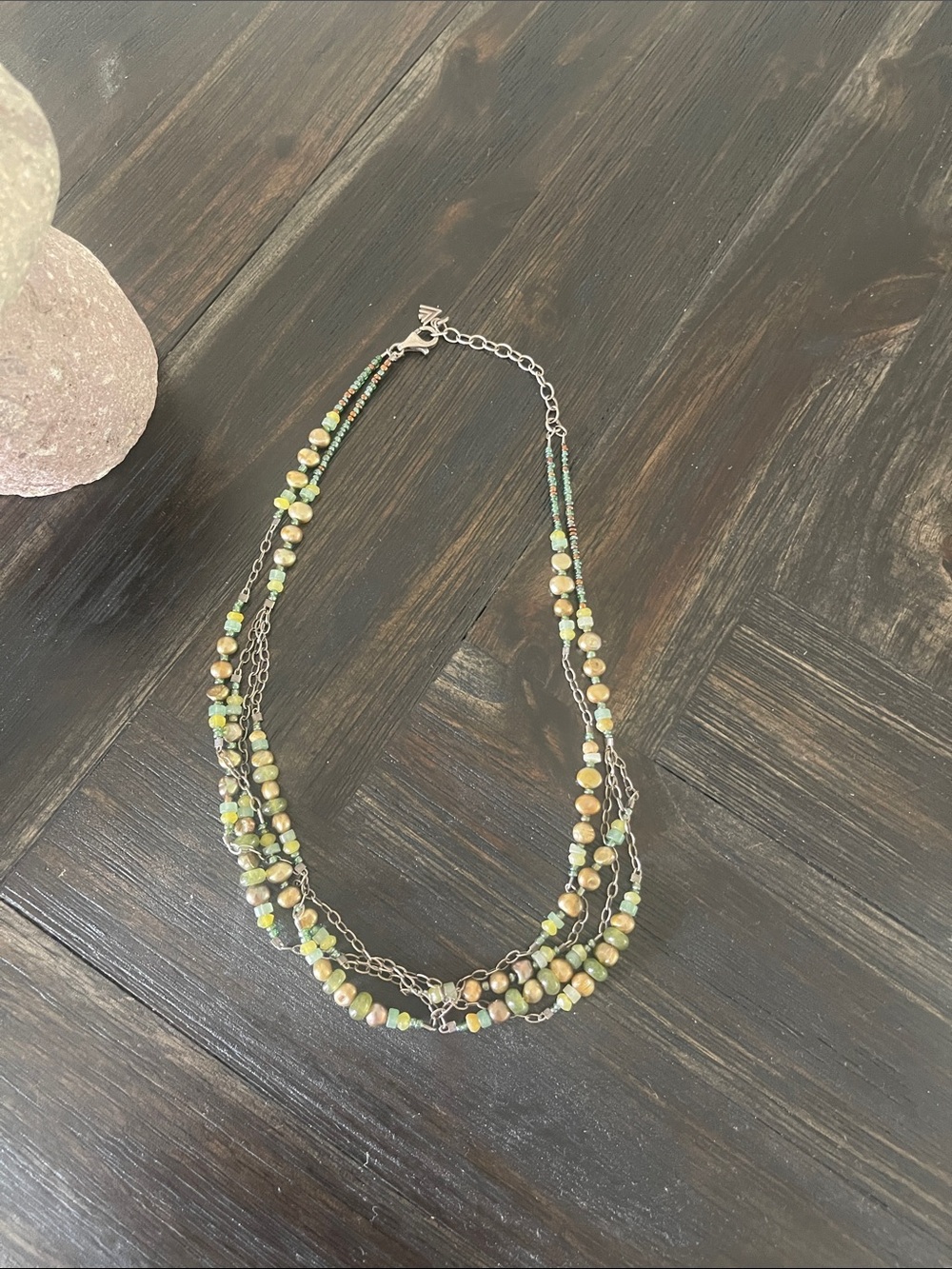 Silpada Multi-Strand Green and Brown Beaded Necklace -